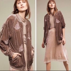 HEI HEI ANTHROPOLOGIE Crushed Velvet Metallic Bird Jacket M